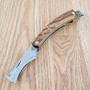 Rough Ryder Mushroom Folding Pocket Knife 440A Steel Blade Brown Wood Handle
