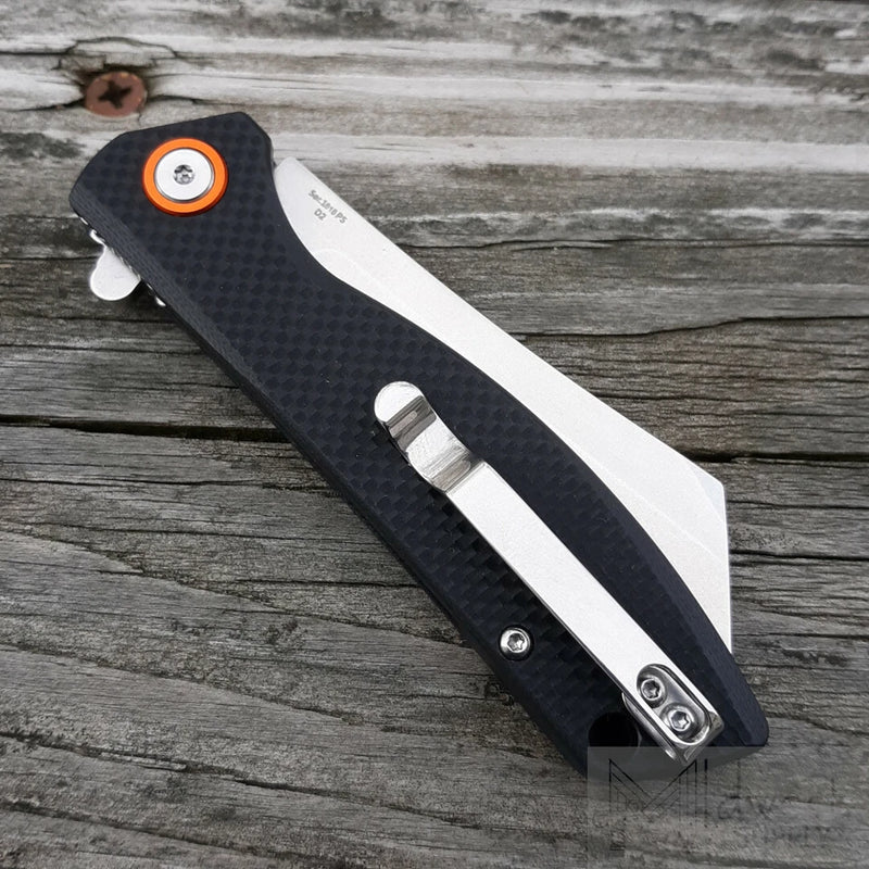 Artisan Tomahawk Linerlock Folding Knife 3" D2 Tool Steel Blade Black G10 Handle