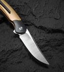 Bestech Knives Supernova Liner Folding Knife 3." Bohler M390 Steel Blade Gold Anodized Titanium Handle
