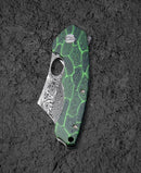 Bestech Knives Skirmish Linerlock Folding Knife 3.25" Damascus Steel Blade Green / Black G10 Handle