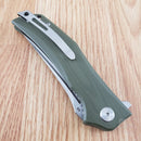 Bestech Knives Scimitar Folding Knife 3.75" D2 Tool Steel Blade Green G10 Handle