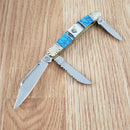 Frost Cutlery Wrangler Pocket Knife Stainless Blades Turquoise/Pearl Handle