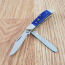 Frost Cutlery Dog Leg Trapper Pocket Knife Stainless Blades Smooth Bone Handle