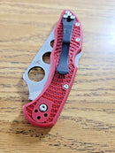 Spyderco Delica 4 Trainer Knife 2.75" UNSHARPENED AUS6 Steel Blade Red FRN Handle