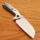 CJRB Tigris Linerlock Folding Knife 3.75" AR-RPM9 Steel Extended Tang Cleaver Style Blade Black And White G10 Handle 1919WH