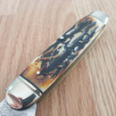 Rough Ryder Cattleman Pocket Knife Carbon Steel Blades Cinnamon Bone Stag Handle