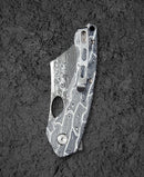 Bestech Knives Skirmish Linerlock Folding Knife 3.25" Damascus Steel Blade White / Black Damascus G10 Handle