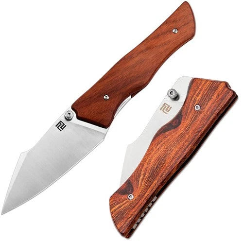 Artisan Ahab Folding Knife 3.31" Satin Finish AR-RPM9 Steel Blade Brown Wood Handle