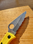 Spyderco Ladybug 3 Salt Knife 1.88" Serrated H2 Steel Blade Yellow FRN Handle