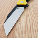 Bestech Knives Rockface Linerlock Folding Knife 3.75" D2 Tool Steel Blade Black And Yellow G10 Handle