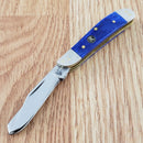 Frost Cutlery Dog Leg Trapper Pocket Knife Stainless Blades Smooth Bone Handle