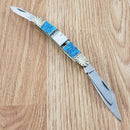 Frost Cutlery Wrangler Pocket Knife Stainless Blades Turquoise/Pearl Handle