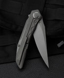 Bestech Knives Samari Folding Knife 3.88" Bohler M390 Steel Blade Gray Titanium Handle