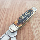 Rough Ryder Cattleman Pocket Knife Carbon Steel Blades Cinnamon Bone Stag Handle