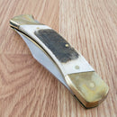 Schrade Lockback Folding Knife 3.75" Satin Stainless Steel Blade Stag Handle