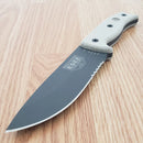 ESEE Model 5 Tactical Fixed Knife 5.25" Part Serrated 1095HC Steel Blade Canvas Micarta Handle 5STG
