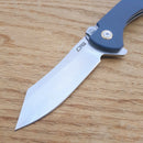CJRB Kicker Recoil Lock Folding Knife 3.5" D2 Tool Steel Extended Tang Blade Blue-Gray Textured G10 Handle 1915BU