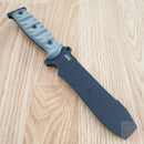 TOPS Pry Fixed Knife 5.75" Part Serrated 1095 Steel Blade Black Linen Micarta Handle