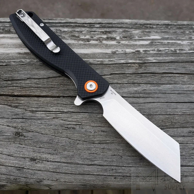 Artisan Tomahawk Linerlock Folding Knife 3" D2 Tool Steel Blade Black G10 Handle