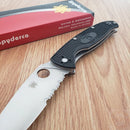 Spyderco Resilience Folding Knife 4.25" Part Serrated 8Cr13MoV Steel Blade FRN