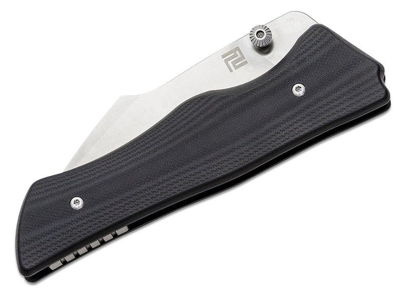 Artisan Ahab Folding Knife 3.31" Satin Finish AR-RPM9 Steel Blade Black G10 Handle