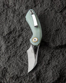 Bestech Knives Bihai Linerlock Folding Knife 2.13" 14C28N Steel Hawkbill  Blade Jade G10 Handle