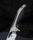 Bestech Knives Komodo Linerlock Folding Knife 3.38" D2 Tool Steel Blade Black / Tan G10 Handle