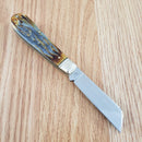Rough Ryder Half Hawk Cinnamon Folding Knife Carbon Steel Blade Stag Bone Handle