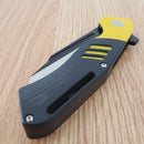 Bestech Knives Rockface Linerlock Folding Knife 3.75" D2 Tool Steel Blade Black And Yellow G10 Handle