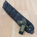TOPS Pry Fixed Knife 5.75" Part Serrated 1095 Steel Blade Black Linen Micarta Handle