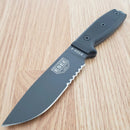 ESEE Model 4 Fixed Knife 4.5" Black Powder Coated Part Serrated 1095HC Steel Blade Micarta Handle 4STGB