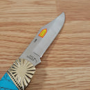 Frost Cutlery Folding Knife 4" Stainless Steel Blades Turquoise/Abalone Handle
