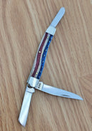 Case XX Patriotic Embellished Pocket Knife Stainless Blades Natural Smooth Bone Handle 64136