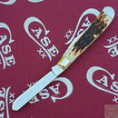 Case XX Cutlery Mini Trapper Pocket Knife Stainless Blades Amber Bone Handle