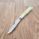 Case XX Cutlery Trapper Pocket Knife Carbon Steel Blades Smooth Yellow Synthetic Handle 00161