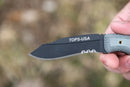 TOPS Mini Eagle XX Fixed Knife 3" 1095HC Steel Blade Black Linen Micarta Handle