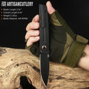 Artisan Sirius Ar Folding Knife 3.5" AR-RPM9 Steel Blade Black G-10 Handle