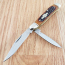Rough Ryder Peanut Pocket Knife Stainless Steel Blades Amber Jigged Bone Handle