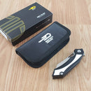 Bestech Knives Kasta Linerlock Folding Knife 3.5" 154CM Steel Blade Black And White G10 Handle