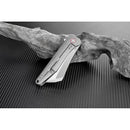 Artisan Osprey Frame Folding Knife 3.75" Bohler M390 Steel Blade Gray Titanium