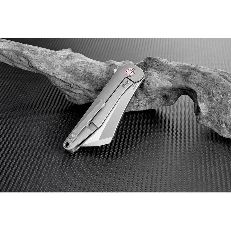 Artisan Osprey Frame Folding Knife 3.75" Bohler M390 Steel Blade Gray Titanium