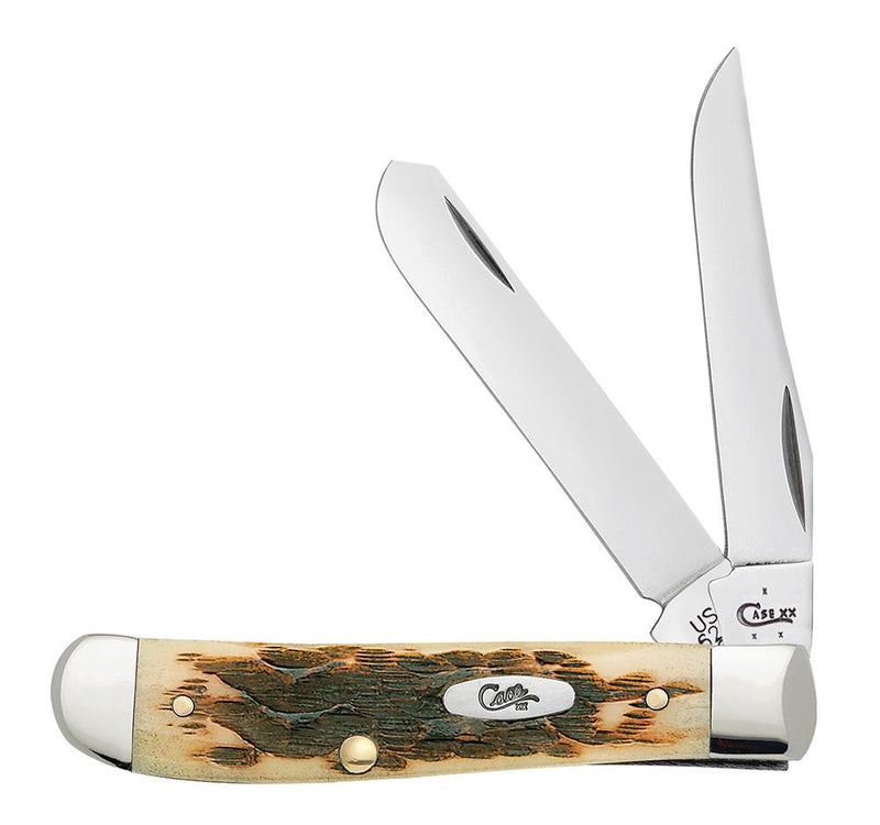 Case XX Cutlery Mini Trapper Pocket Knife Stainless Blades Amber Bone Handle 00013 -Case Cutlery - Survivor Hand Precision Knives & Outdoor Gear Store