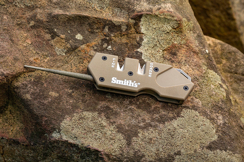 Smith's Sharpeners PP1 Mini Tactical Sharpener Diamond Rod Ceramic Carbide Tan 50983 -Smith´s Sharpeners - Survivor Hand Precision Knives & Outdoor Gear Store