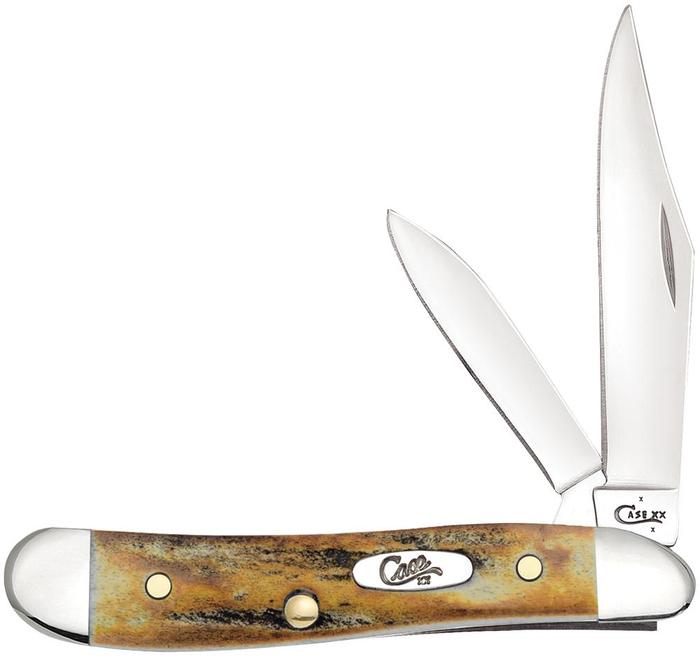 Case XX Cutlery Peanut Pocket Knife Stainless Steel Blades Genuine Stag Handle 00048 -Case Cutlery - Survivor Hand Precision Knives & Outdoor Gear Store