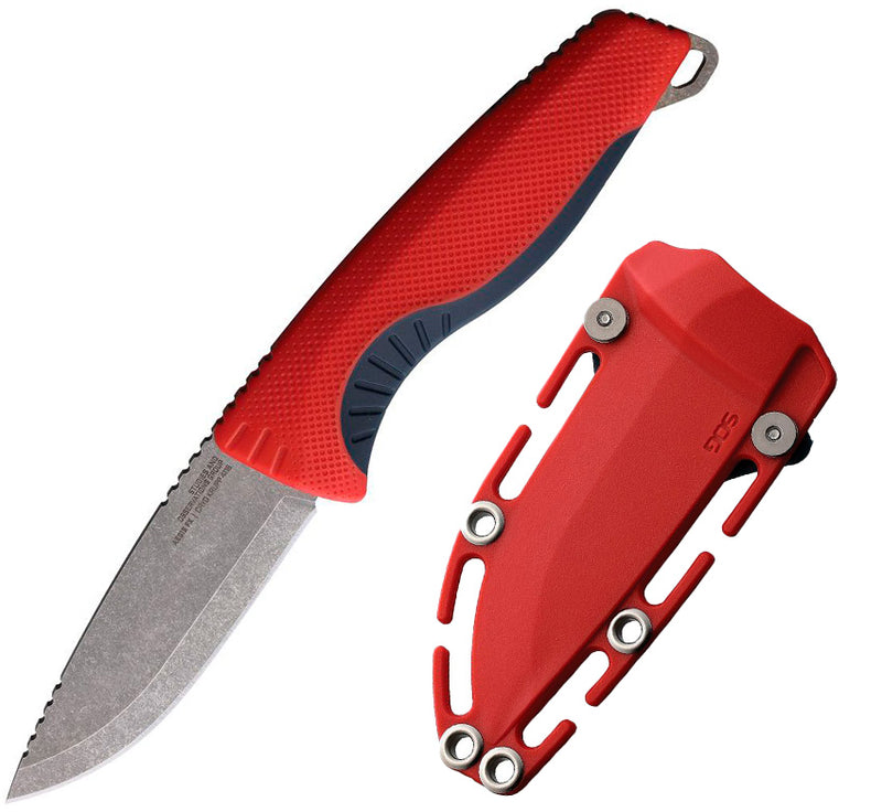 SOG Aegis Fx Fixed Knife 3.75" 4116 Steel Blade Rescue Red GRN With Indigo Rubber Overmold Handle G17410341 -SOG - Survivor Hand Precision Knives & Outdoor Gear Store