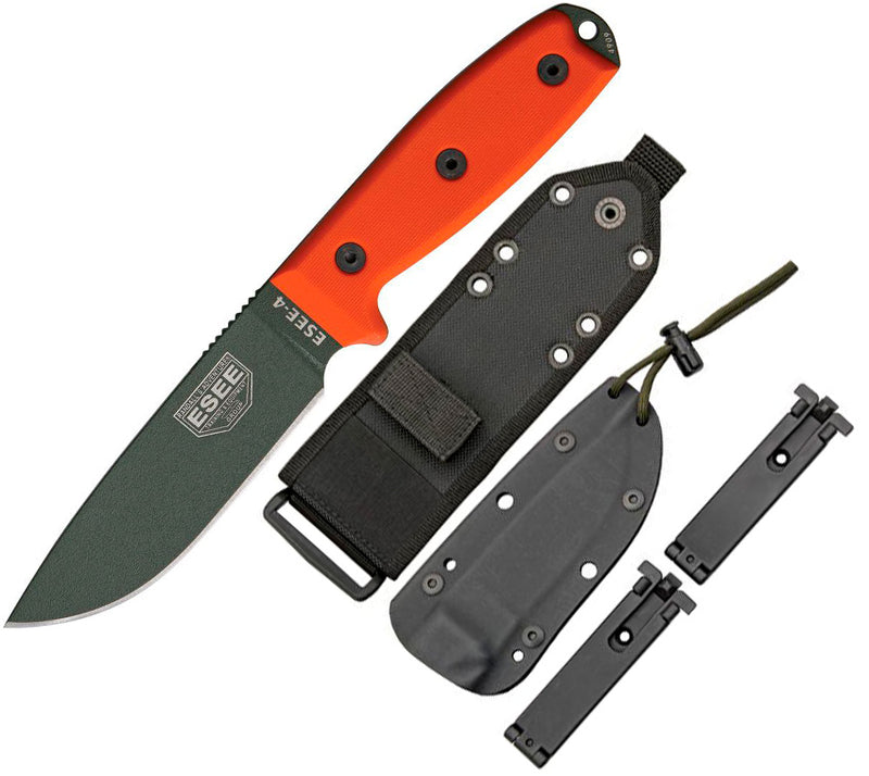 ESEE Model 4 Fixed Knife 4.5" Foliage Green Powder Coated 1095HC Steel Blade Orange G10 Handle 4PMBOD -ESEE - Survivor Hand Precision Knives & Outdoor Gear Store