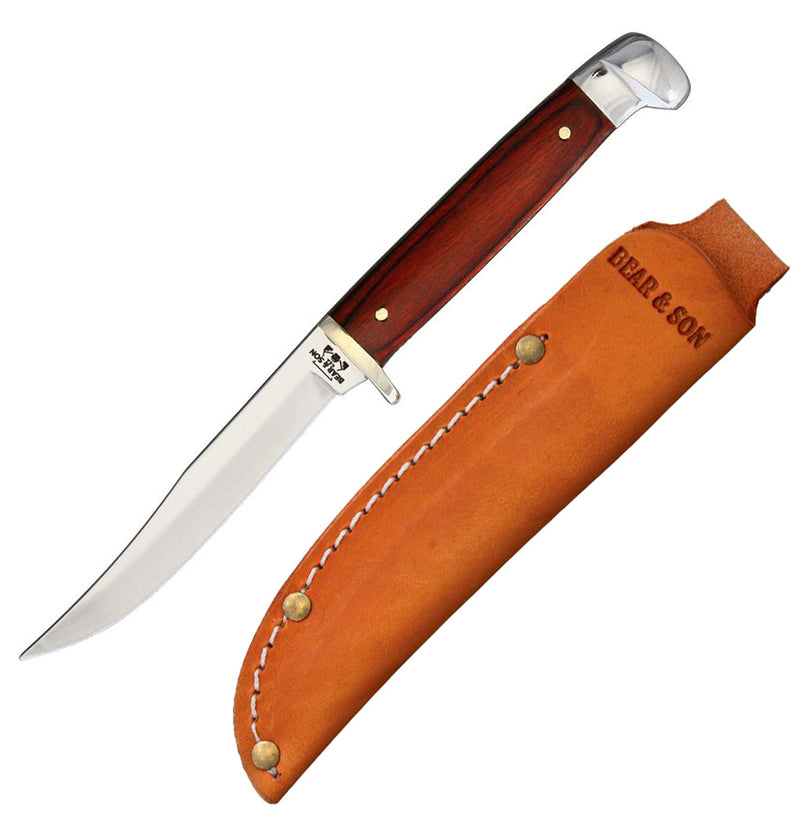 Bear & Son Small Hunter Fixed Knife 3" Stainless Steel Clip Point Blade Rosewood Handle 263R -Bear & Son - Survivor Hand Precision Knives & Outdoor Gear Store