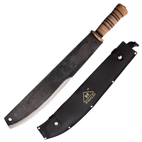 BR Rinaldi Machete Fixed 16" Spring Steel Blade Stacked Leather Handle R135 -BR Rinaldi - Survivor Hand Precision Knives & Outdoor Gear Store