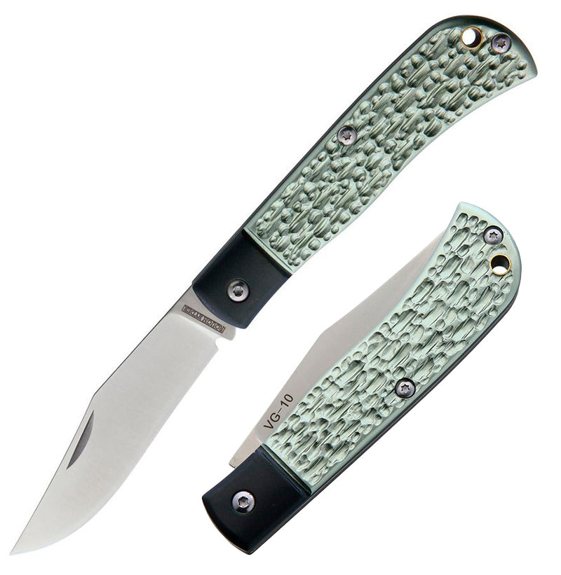 Rough Ryder Folding Knife 3" VG-10 Steel Clip Point Blade Green Hammered Aluminum Handle 2107 -Rough Ryder - Survivor Hand Precision Knives & Outdoor Gear Store