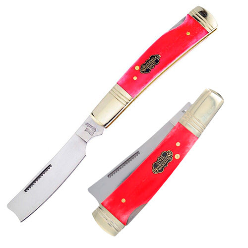 Frost Cutlery one Arm Folding Knife Stainless Steel Razor Blade Red Smooth Bone Handle W034DRSB -Frost Cutlery - Survivor Hand Precision Knives & Outdoor Gear Store